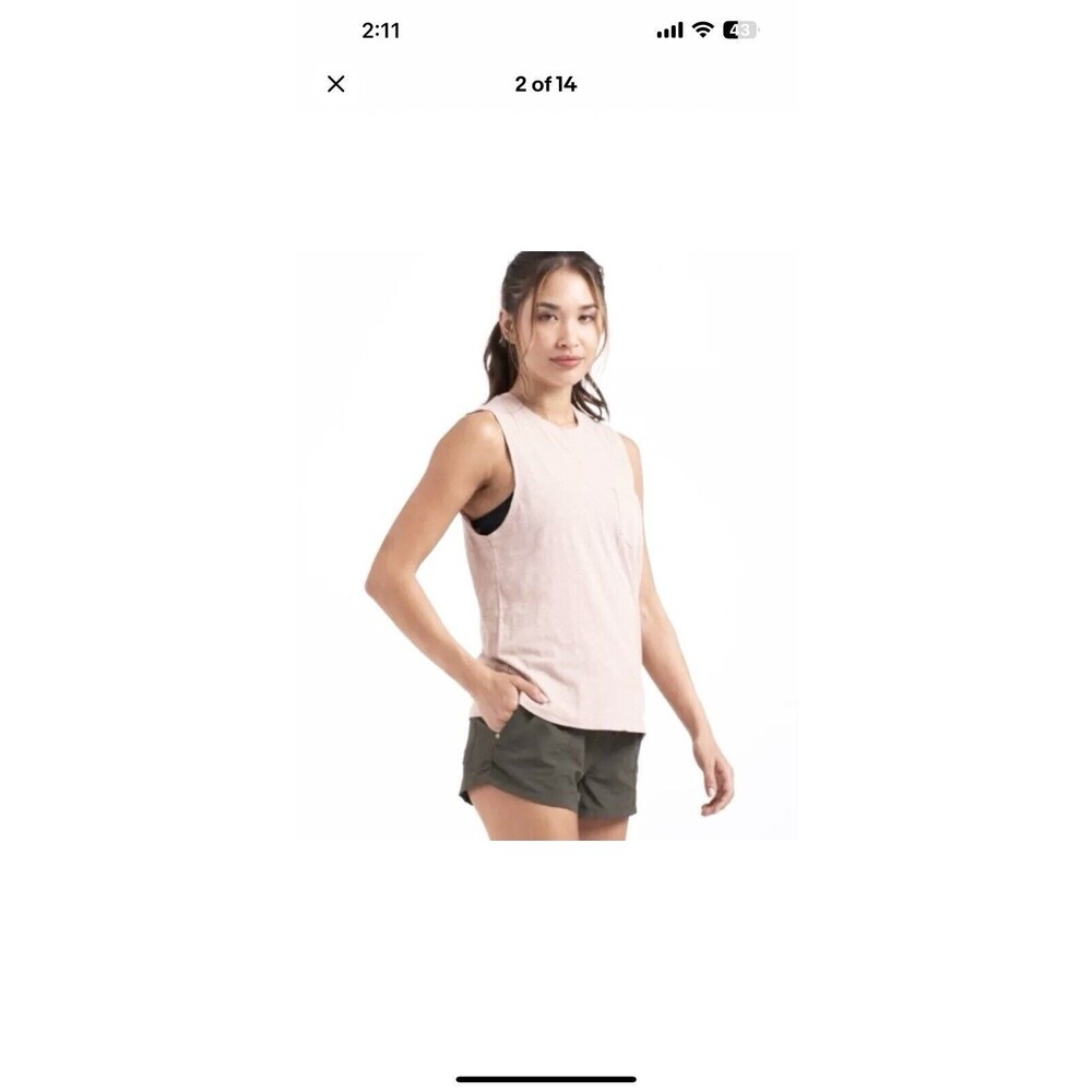 Vuori Sleeveless Sunset Tank Top Size M Heathered Pink 100%  Pima Cotton Shirt